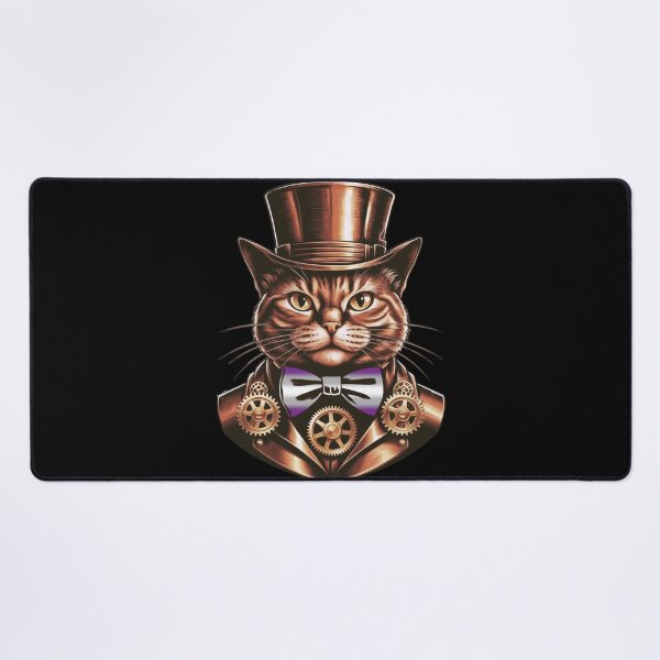 Item preview, Steampunk Cat with Greysexual Flag Bow Tie – Graysexual Pride Art Design designed and sold by Travelslightly.