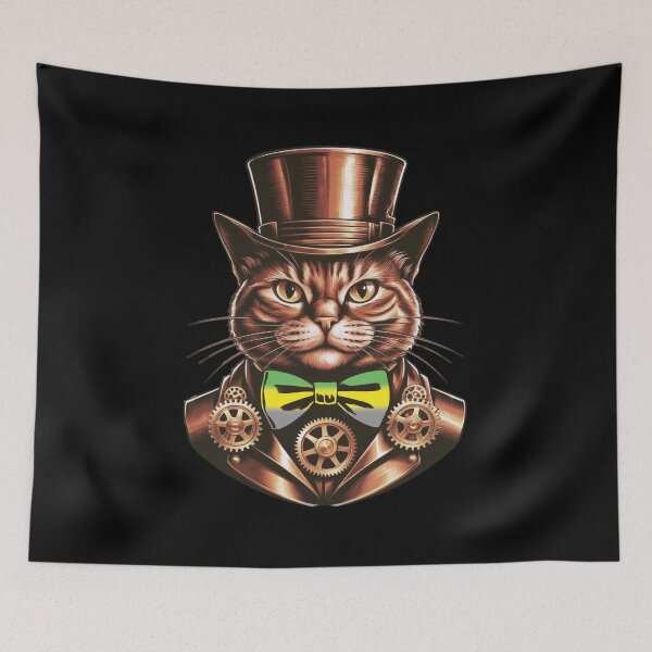 Item preview, Steampunk Cat with Lithromantic Flag Bow Tie – Lithromantic Pride Art Design designed and sold by Travelslightly.