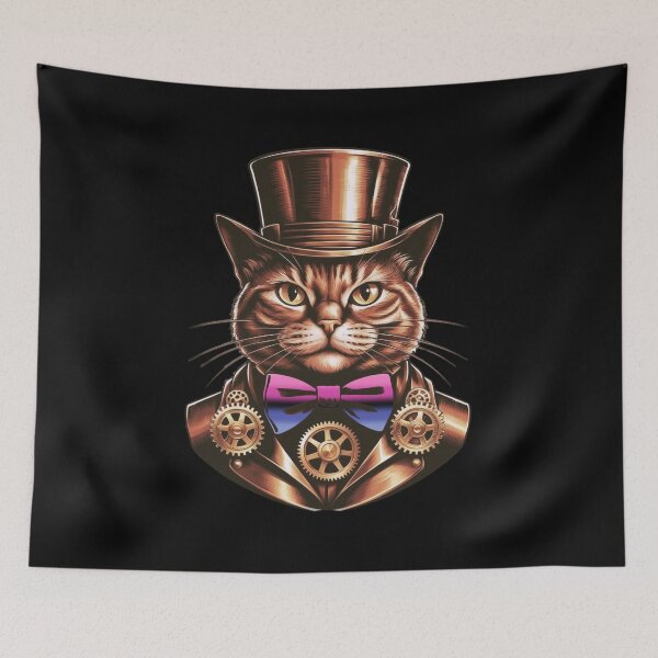 Item preview, Steampunk Cat with Omnisexual Flag Bow Tie – Omnisexual Pride Art Design designed and sold by Travelslightly.