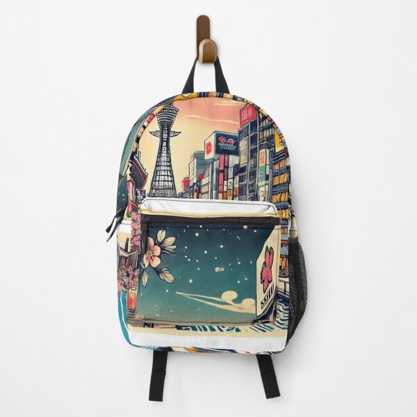 Item preview, "Osaka Ukiyo-e – Dotonbori Lights and Waves" designed and sold by Japan Retro Art.