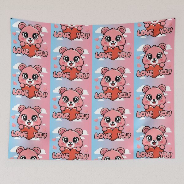 Item preview, Love You Themed Kawaii Wallpaper Design Cute Background designed and sold by ART ATTACK ZONE.