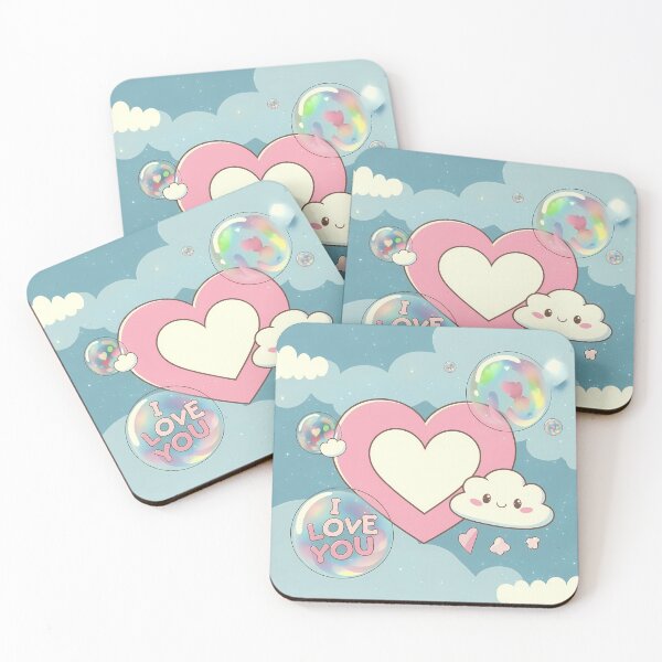 Item preview, I love You Kawaii Wallpaper Design Cute Background designed and sold by ART ATTACK ZONE.