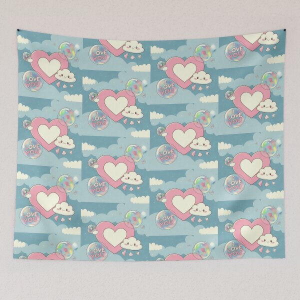 Item preview, I love You Kawaii Wallpaper Design Cute Background designed and sold by ART ATTACK ZONE.