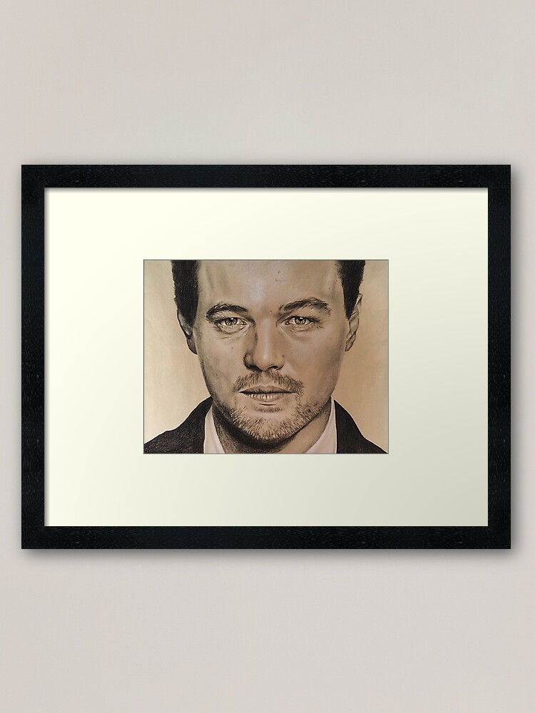 Leonardo Dicaprio Portrait Detailed Charcoal Drawing Framed Art Print By Maiajak Redbubble