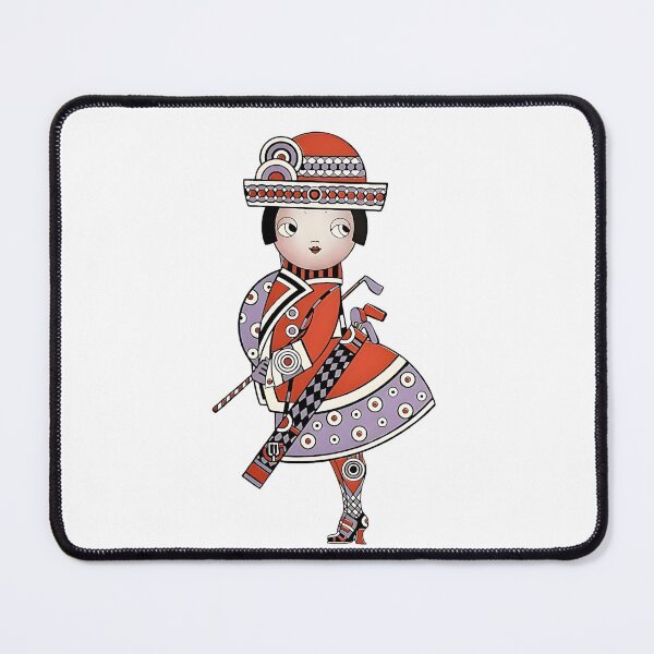 Item preview, Quirky Cartoon lady golfer carrying golf clubs designed and sold by Willow Art Boutique.