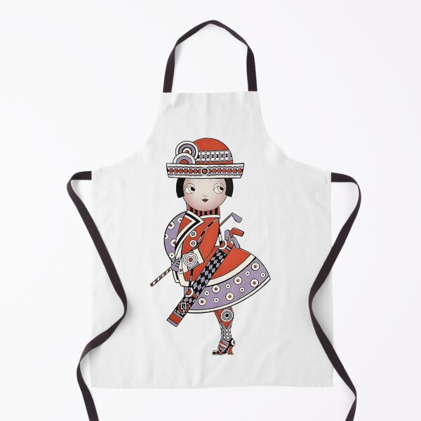 Item preview, Quirky Cartoon lady golfer carrying golf clubs designed and sold by Willow Art Boutique.