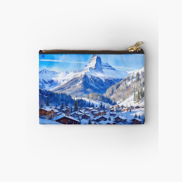 Artikelvorschau, Zermatt Matterhorn Schweizer Alpen Schweiz Skiort Aquarell entworfen und verkauft von Magnolia Valley Art.