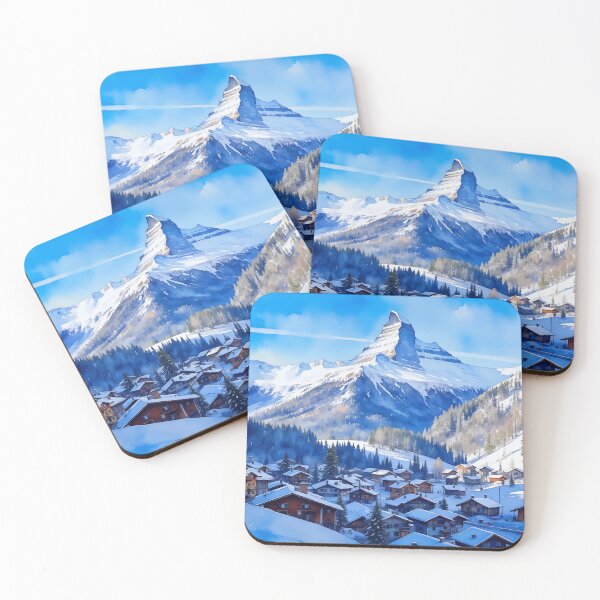 Artikelvorschau, Zermatt Matterhorn Schweizer Alpen Schweiz Skiort Aquarell entworfen und verkauft von Magnolia Valley Art.