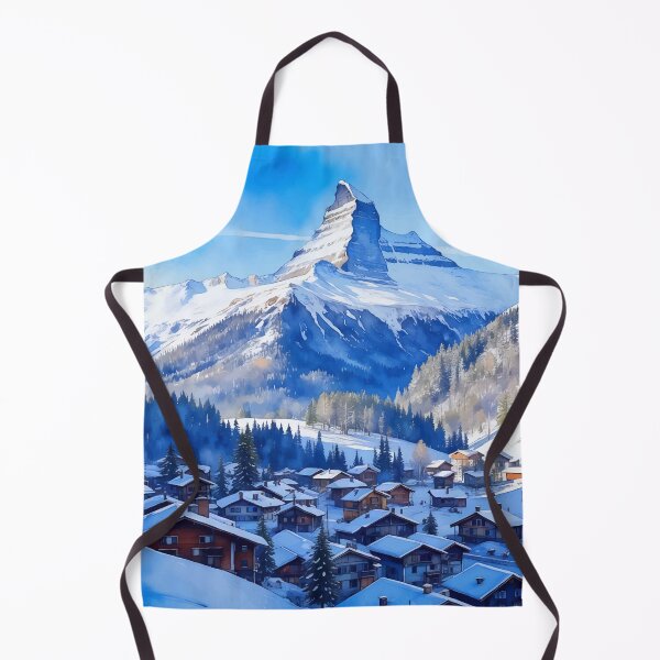 Item preview, Zermatt Matterhorn Swiss Alps Switzerland Ski Town Watercolor designed and sold by Magnolia Valley Art.