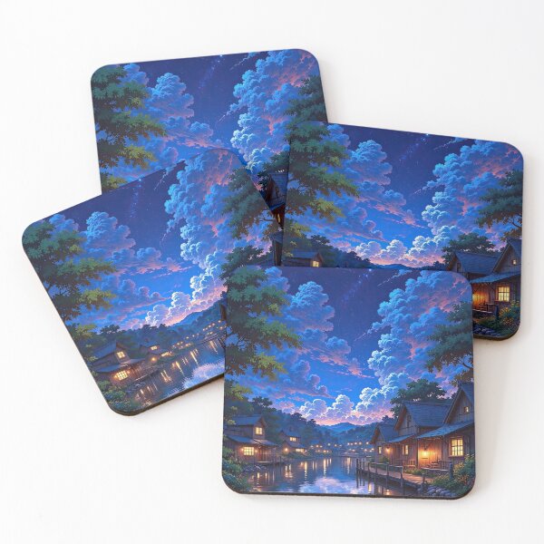 Item preview, Cozy Riverside Village Under Moonlight designed and sold by DafGole.