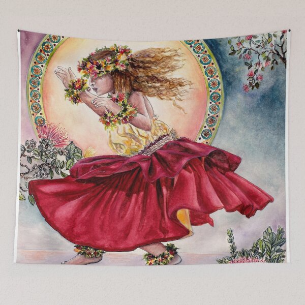 Item preview, Tip Toe Dancing Upon the Earth – Hula Dancer Watercolor Painting, Hawaii Art by Alessandra Jann-Jordan designed and sold by AJJARTSLLC.
