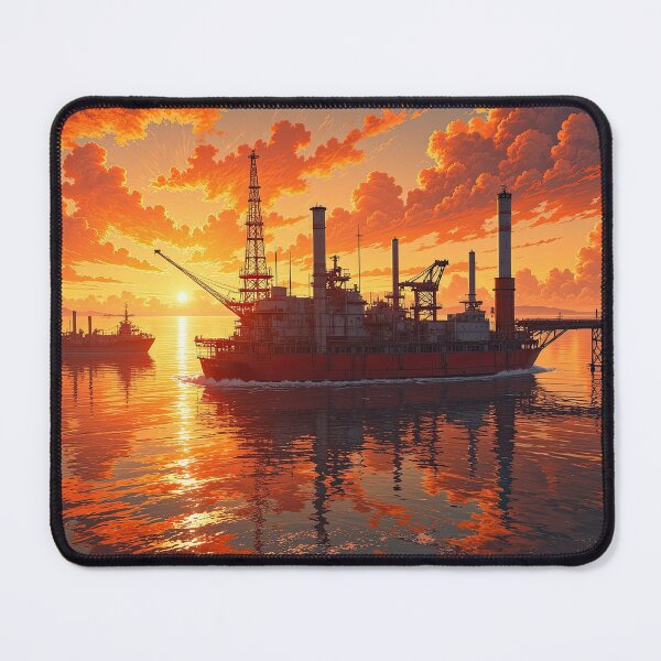 Item preview, Offshore Oil Rig at Vibrant Sunset designed and sold by DafGole.
