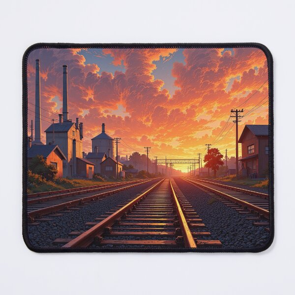 Item preview, Railway Tracks Leading to Fiery Sunset designed and sold by DafGole.
