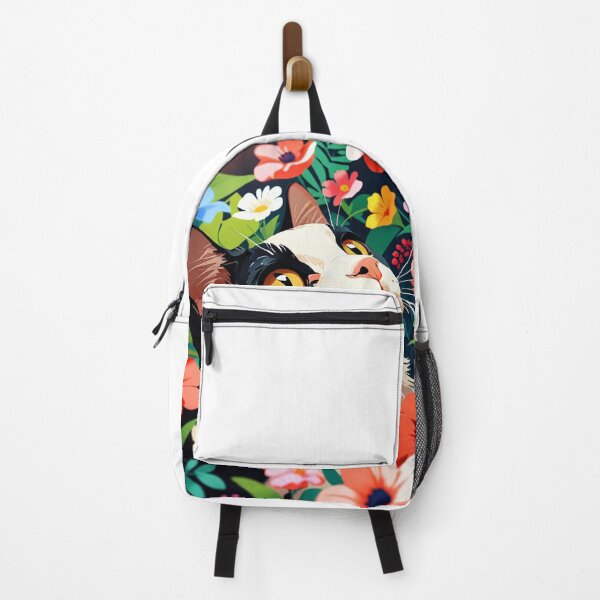 Vista previa del artículo con la obra «Lindo gatito rodeado de flores coloridas», diseñado y vendido por Kowaii Shop.