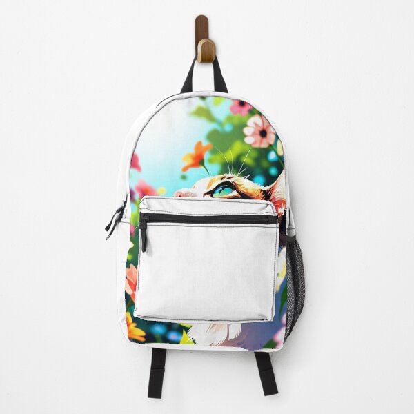 Vista previa del artículo con la obra «Lindo gatito rodeado de flores coloridas», diseñado y vendido por Kowaii Shop.