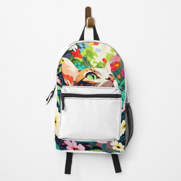 Vista previa del artículo con la obra «Lindo gatito rodeado de flores coloridas», diseñado y vendido por Kowaii Shop.