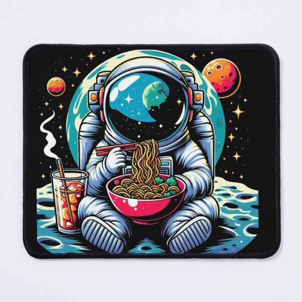 Item preview, Astronaut Enjoying Noodles and Iced Tea on the Moon – Fun Space Art designed and sold by TrilogyMerch.