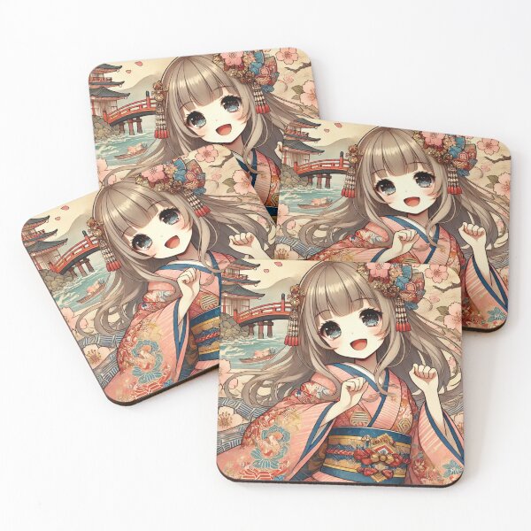 Item preview, Anime-style ukiyo-e style of a girl wearing a kimono designed and sold by B-GORIRA.