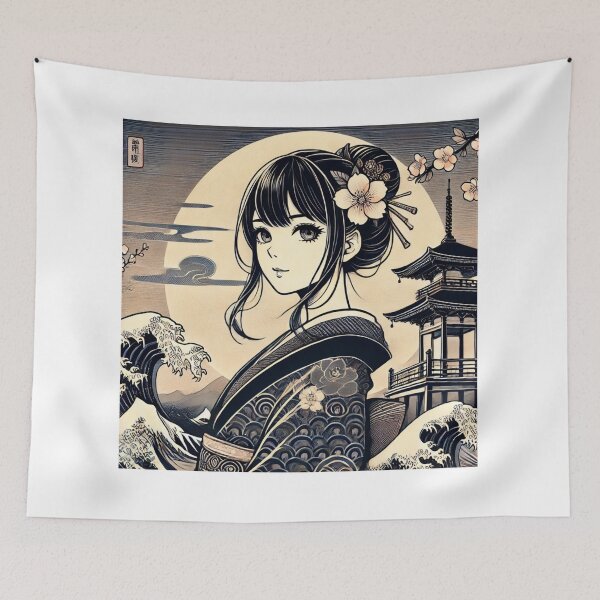 Artikelvorschau, Mädchen im Ukiyo-e-Stil im Kimono entworfen und verkauft von B-GORIRA.