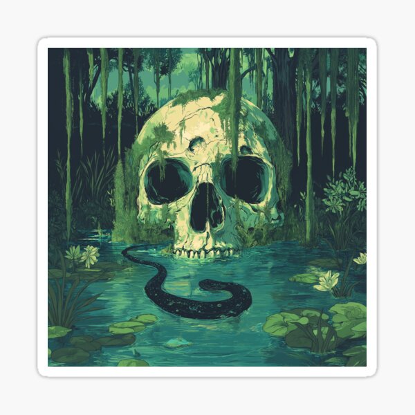 Item preview, Swamp Skull and snake designed and sold by MaxiHausStudios.