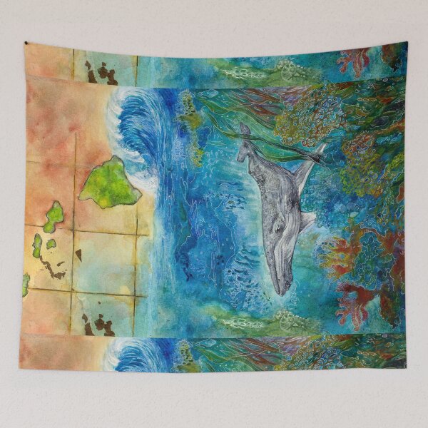 Item preview, Koholā (Humpback Whale) Watercolor Painting, Ocean Art, Marine Wildlife Print by Alessandra Jann-Jordan designed and sold by AJJARTSLLC.