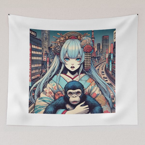 Item preview, A stuffed gorilla and a Japanese girl designed and sold by B-GORIRA.