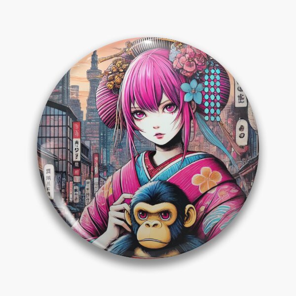 Item preview, A Japanese girl with a stuffed gorilla in Sharaku-style ukiyo-e style designed and sold by B-GORIRA.