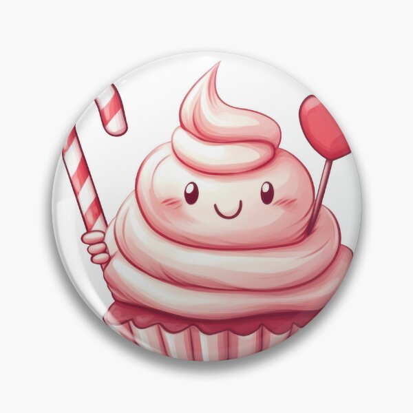 Artikelvorschau, Valentinstag Kawaii Kunst von Cute Cupcake Erdbeere rosa rot mit Herz und Stock, Dessert entworfen und verkauft von TheRedPixels.