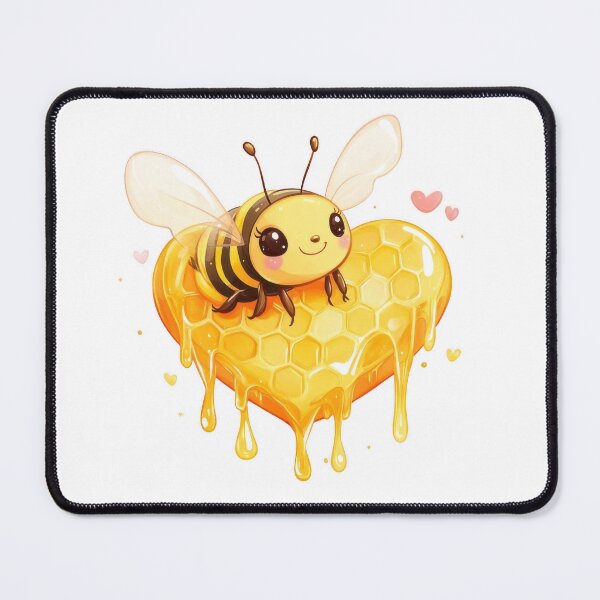 Item preview, Valentine kawaii art of Cute Honeybees with heart shaped honeycomb designed and sold by TheRedPixels.