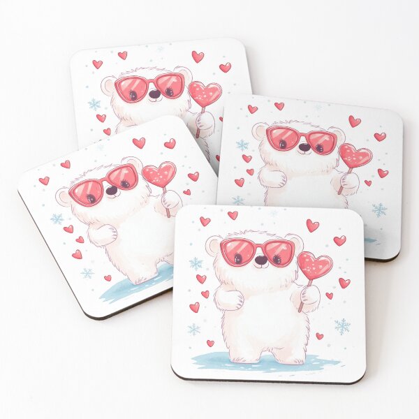 Item preview, Valentine kawaii art of Cute Panda wearing glasses and lollypop, red Hearts designed and sold by TheRedPixels.