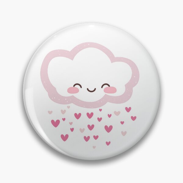 Aperçu de l'œuvre Art kawaii de la Saint-Valentin avec de jolis nuages avec de la pluie de coeurs, des coeurs rouges créée et vendue par TheRedPixels.