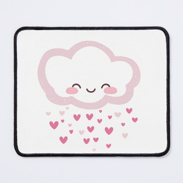 Artikel-Vorschau von Valentinstag Kawaii Kunst von süßen Wolken mit Herzregen, roten Herzen, designt und verkauft von TheRedPixels.