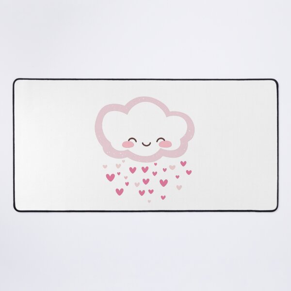 Artikel-Vorschau von Valentinstag Kawaii Kunst von süßen Wolken mit Herzregen, roten Herzen, designt und verkauft von TheRedPixels.