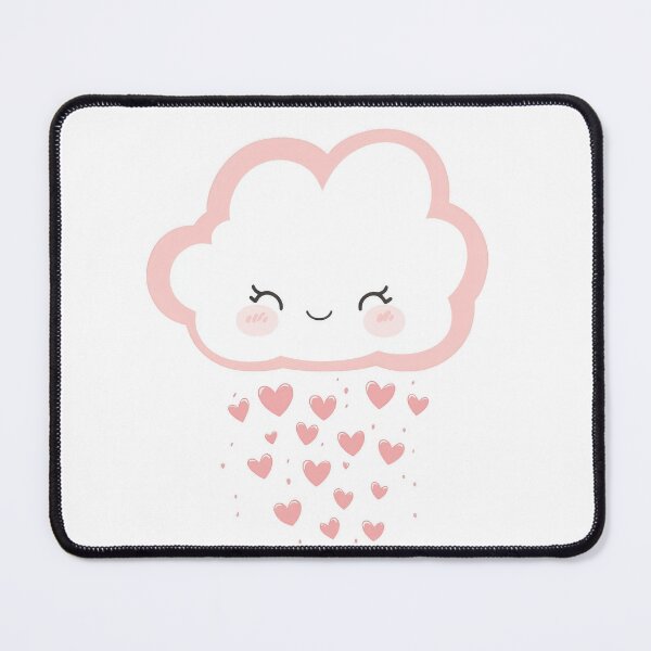 Artikel-Vorschau von Valentinstag Kawaii Kunst von süßen Wolken mit Herzregen, roten Herzen, designt und verkauft von TheRedPixels.