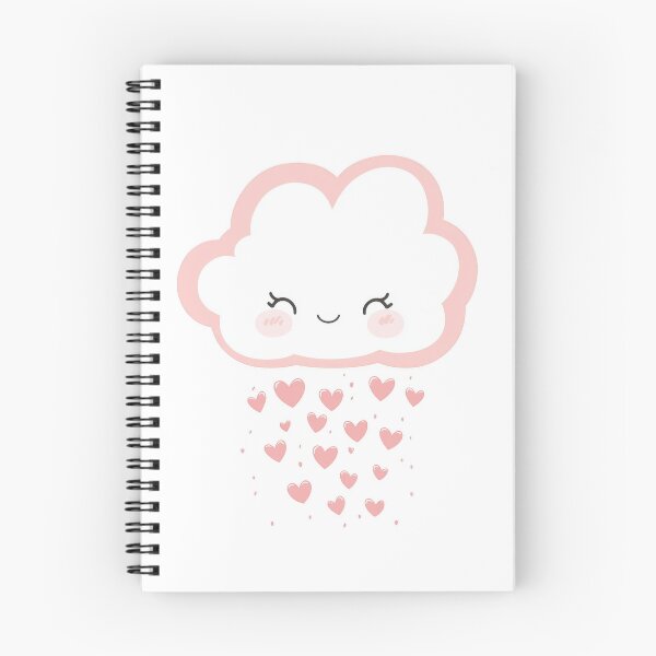 Artikelvorschau, Valentinstag Kawaii Kunst von süßen Wolken mit Herzregen, roten Herzen entworfen und verkauft von TheRedPixels.