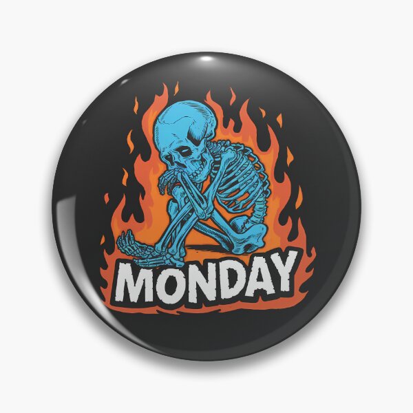 Item preview, Monday Sad Skeleton designed and sold by Funny Vintage Stickers And T-Shirts.