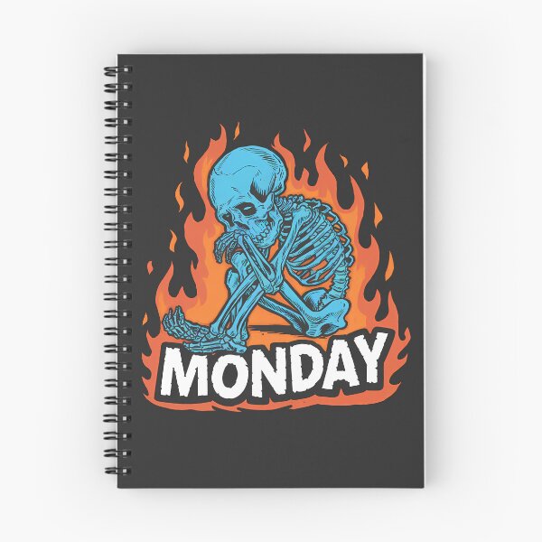 Item preview, Monday Sad Skeleton designed and sold by Funny Vintage Stickers And T-Shirts.