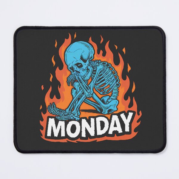 Item preview, Monday Sad Skeleton designed and sold by Funny Vintage Stickers And T-Shirts.