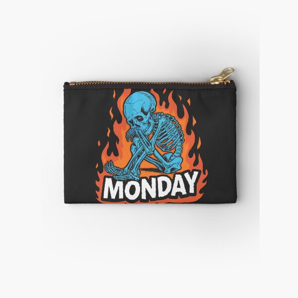 Item preview, Monday Sad Skeleton designed and sold by Funny Vintage Stickers And T-Shirts.