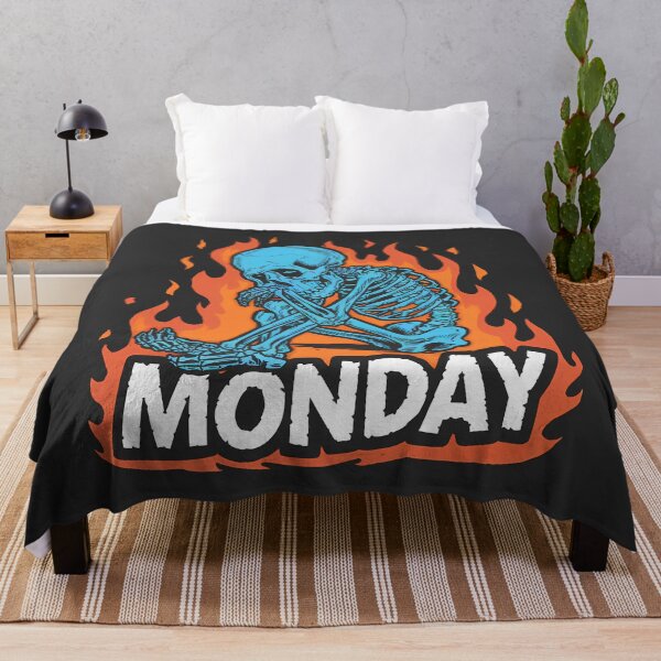 Item preview, Monday Sad Skeleton designed and sold by Funny Vintage Stickers And T-Shirts.
