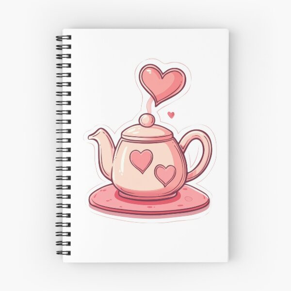 Aperçu de l'œuvre Art kawaii de la Saint-Valentin d'une théière à thé mignonne et confortable avec des coeurs rouges créée et vendue par TheRedPixels.
