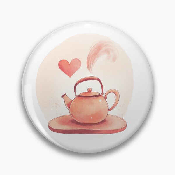 Artikelvorschau, Valentinstag Kawaii Kunst von Cute Ein gemütlicher Teekessel Teekanne mit roten Herzen entworfen und verkauft von TheRedPixels.