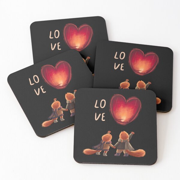 Item preview, Cute design with a couple of loving squirrels launching a heart shaped sky latern designed and sold by volhakaliaha.