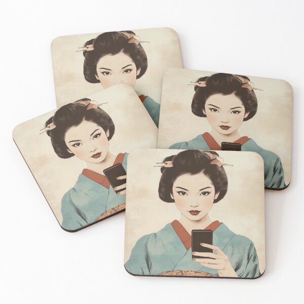Item preview, Ukiyo-e beauty holding a cell phone designed and sold by YamatoCharm.