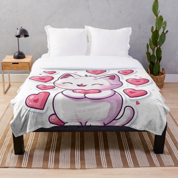 Artikelvorschau, Kopie der Kopie der kawaii Valentinstagskunst eines süßen Katzenkätzchens, das aus einem Herzenshaufen herausschaut und ein rotes Herz hält entworfen und verkauft von TheRedPixels.