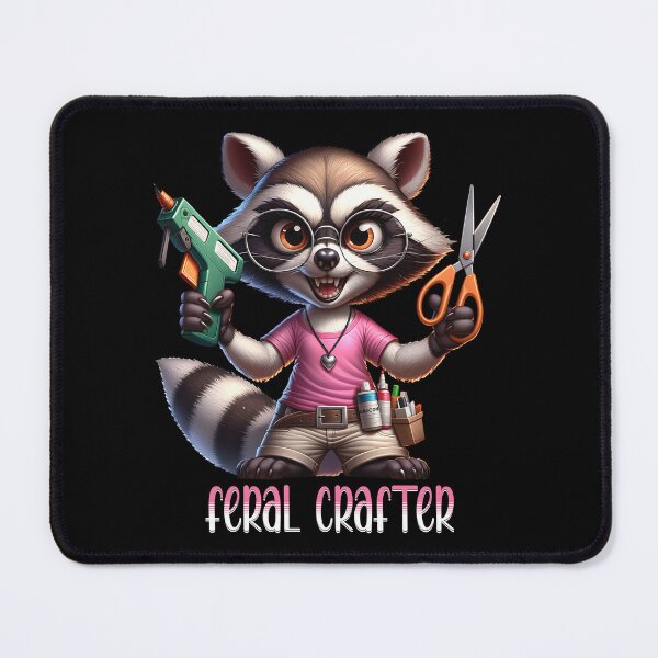 Item preview, Feral crafter - mapache de dibujos animados designed and sold by EvergreenWhimsy.