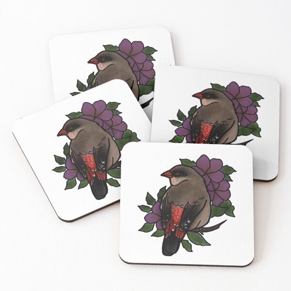 Item preview, Copy of Strawberry finch tattoo style designed and sold by LeahcarsArt.