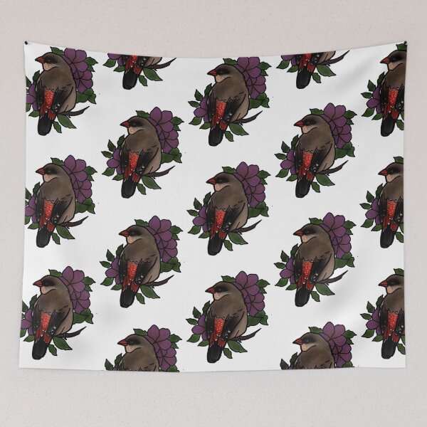 Item preview, Copy of Strawberry finch tattoo style designed and sold by LeahcarsArt.