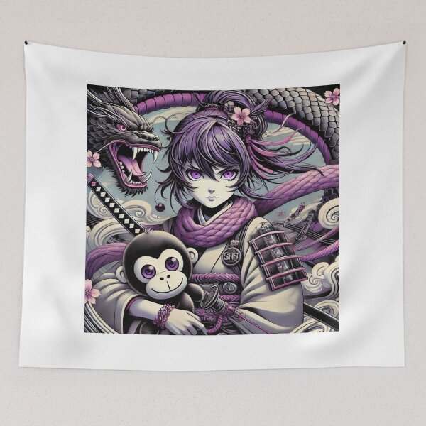 Item preview, Unique design of a stuffed gorilla and a Japanese ninja girl designed and sold by B-GORIRA.
