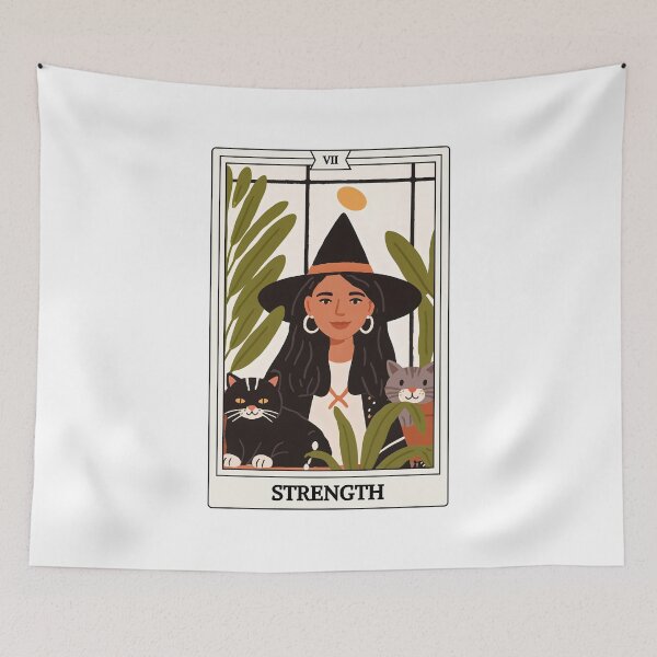 Item preview, Tarot Card - Strength - Witches and Cats designed and sold by Shopatmarlow.